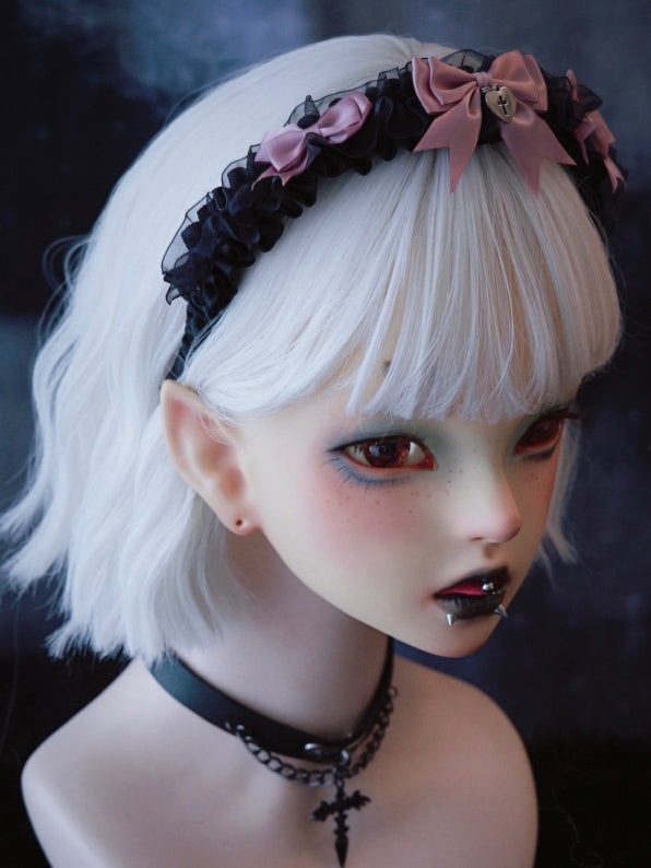 KC With Bowknots Pink And Heart Black Details Ruffle Trim
