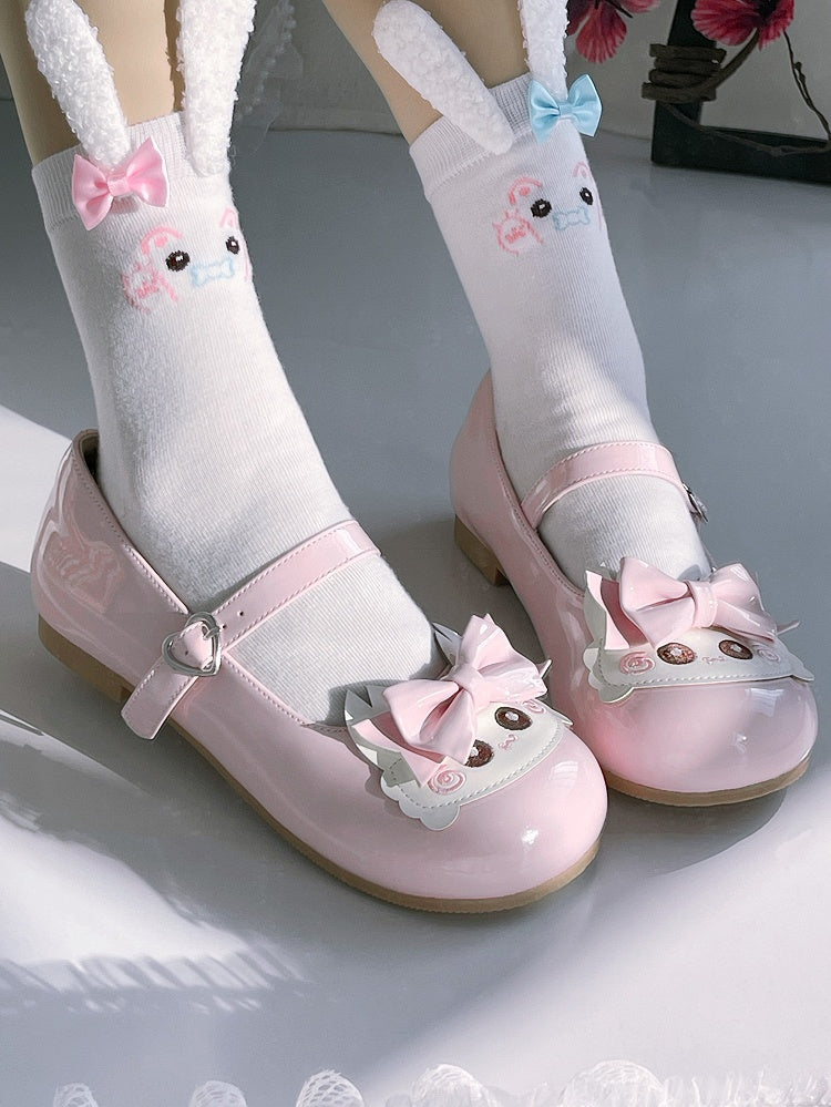 Low-heel Sweet Lolita Light Pink Shoes with Heart-shaped Snap & Crab Accents