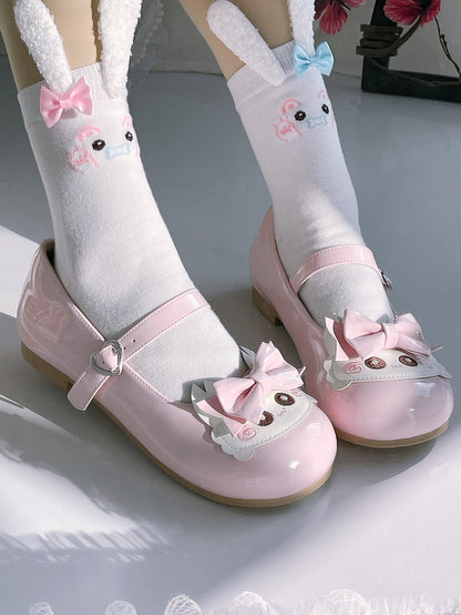Low-heel Sweet Lolita Light Pink Shoes with Heart-shaped Snap & Crab Accents
