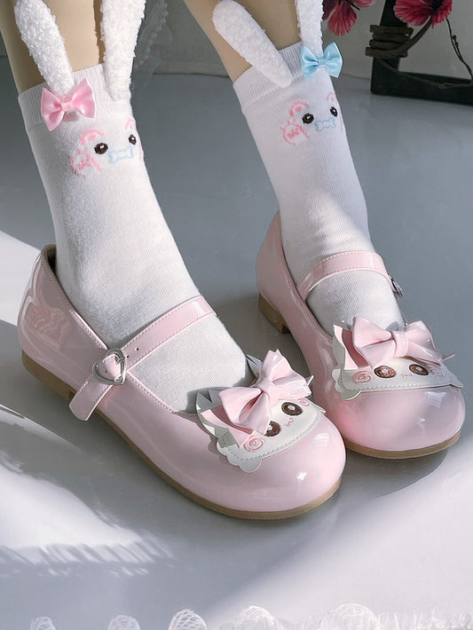 Low-heel Sweet Lolita Light Pink Shoes with Heart-shaped Snap & Crab Accents