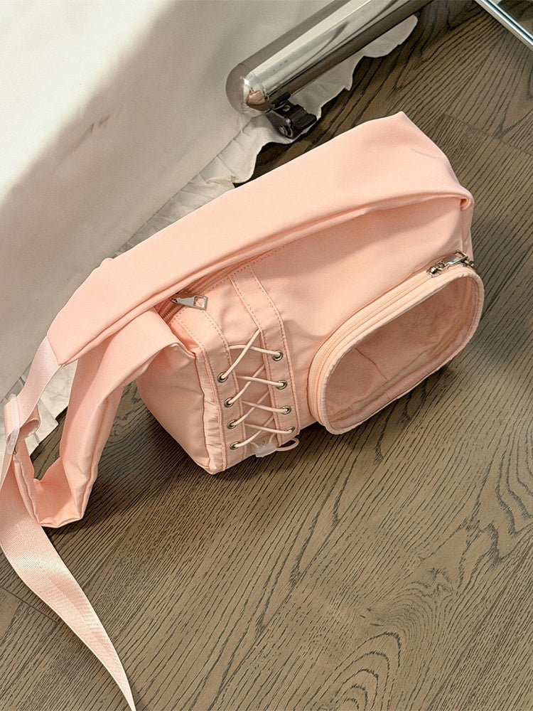 Transparent Pocket Ita Bag with Wide Straps