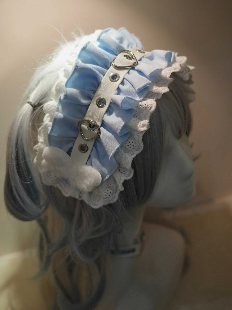 Buckle Hairband Light Heart Blue / Purple Red Ruffle Kaiwai Tenshi