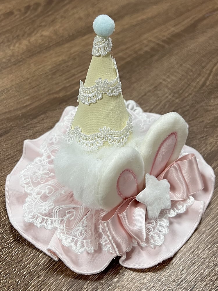 and Ice Mini Cream / Pink Blue Plush Ears Bunny Yellow Hat