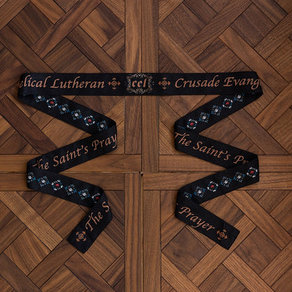 Stained Belt Window Waist Lolita Print Church Black/White