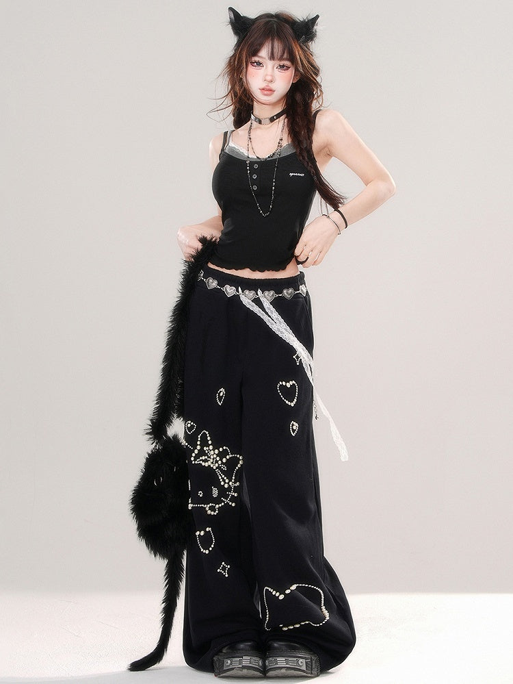 Black/White Slim-fit Cami Top