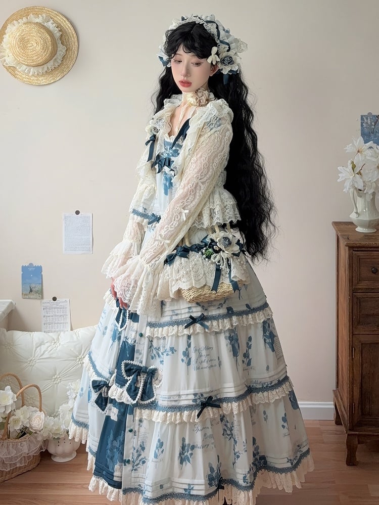 Sommerrock plus Mulberry Blue Cami Print Top + Lolita Verfügbare Setgrößen