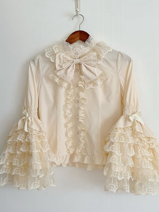 Lace Apricot Sleeves Layered Bell Lolita Blouse
