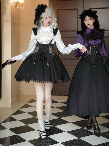 Black Detachable Short with Wast Lolita Bust Straps Gothic Version Skirt High Boned Under