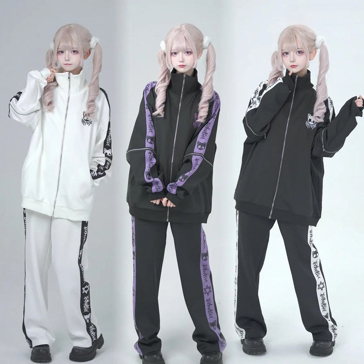 Landmine Skull Embroidered Colors Kei Sleeves | Jacket Detachable Cat in 6