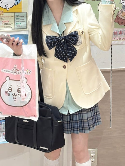 Stil Kragen Beige/Lila/Pink Uniform JK Blazer Preppy Notched