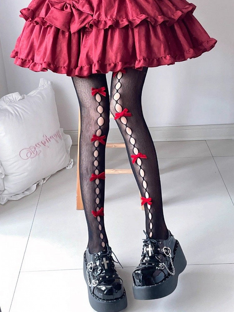 Pantyhose Styles) Bow Cutout Lolita Semi-Sheer (6 Style