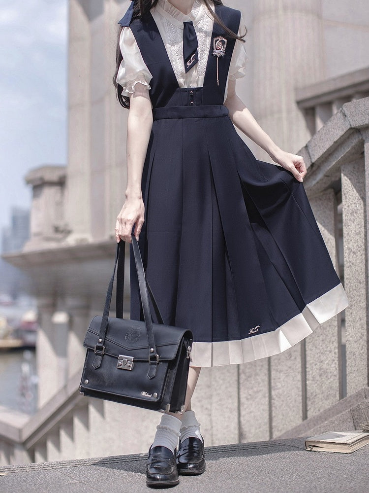 Tie Blue Letters Embroidery Dark