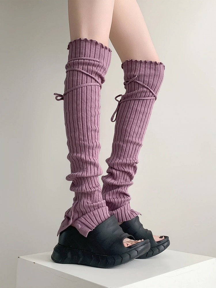 Ribbed (4 Leg Warmers Knit Colors) Tie-Up