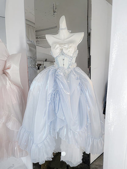 ブルーのロングドローストリングアンダースカート