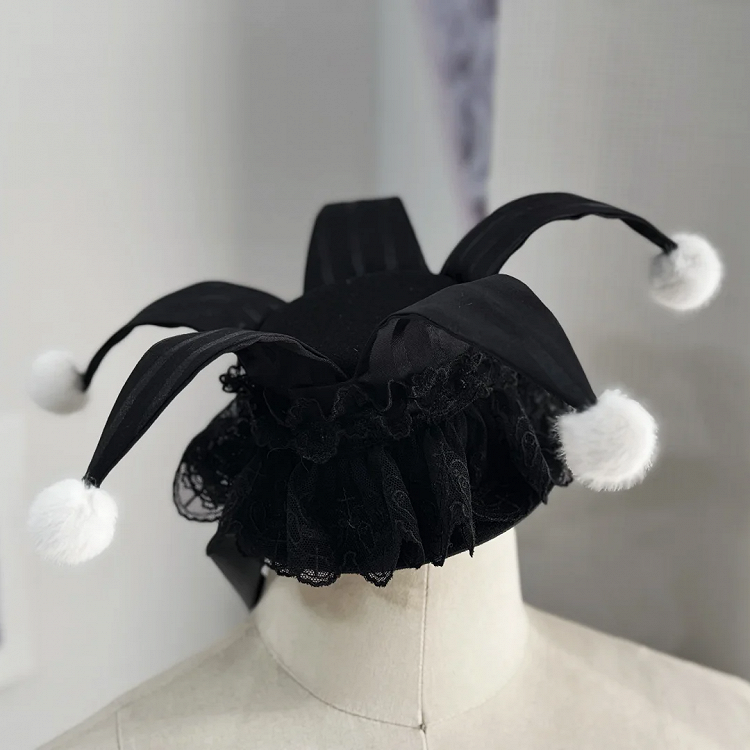 Circus Black Apricot Hat Mini Clown /