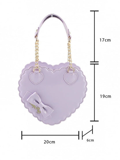Design Decorative in with Cookie Purple Lolita Featuring Zipper Size Bow Detail and S/L PU Heart for Bag