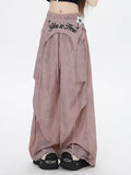 Taille Asymmetrische Hose Punk Accessoire Dusty Pink Kordelzug Taille Wasteland mit