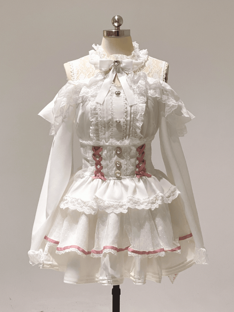 Neckline Illusion Shoulder with Open Blouse Jirai Baggy Kei