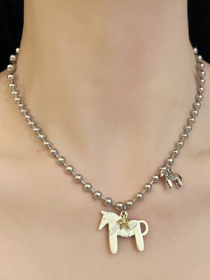 Stern Halskette Rosa/Schwarz/Weiß Karussell Y2K Anhänger