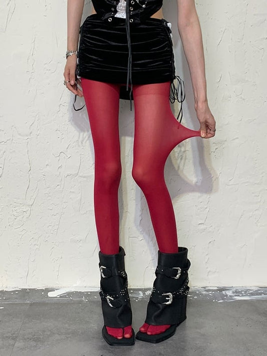 Gothic Weinrote Y2K Strumpfhose
