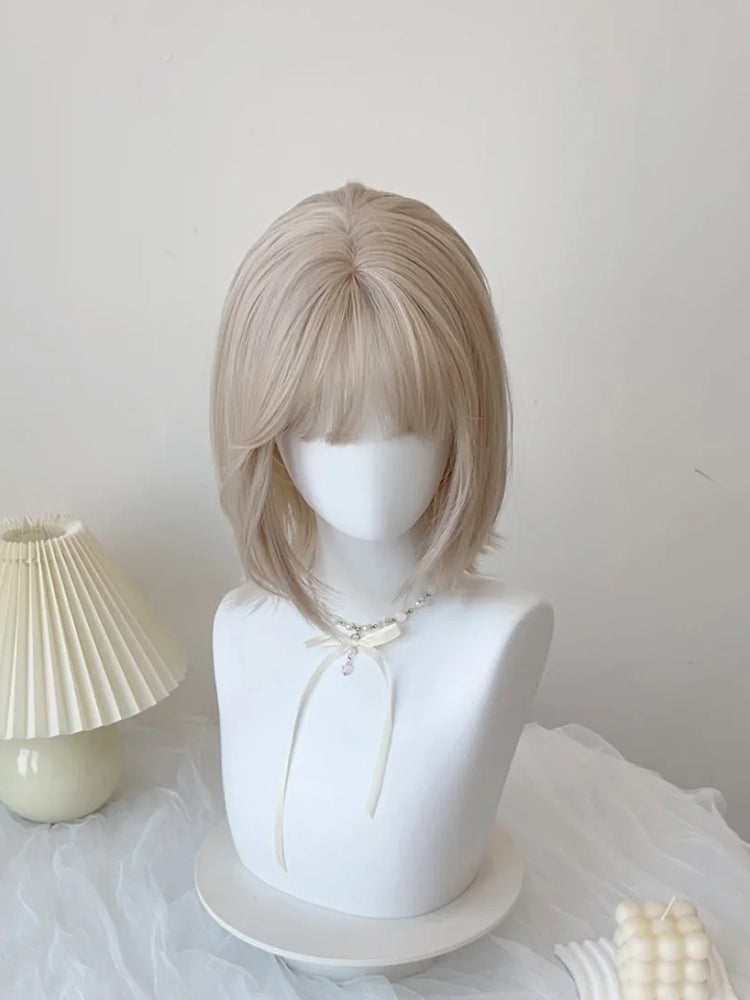 with Short Champagne Cut 35CM Straight Bangs Bob Wig