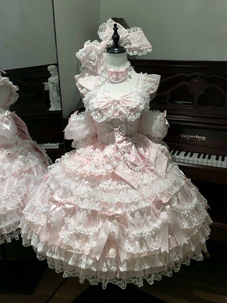 Bow Dress Lace JSK Sweet Accents and Pink Lolita with Princess