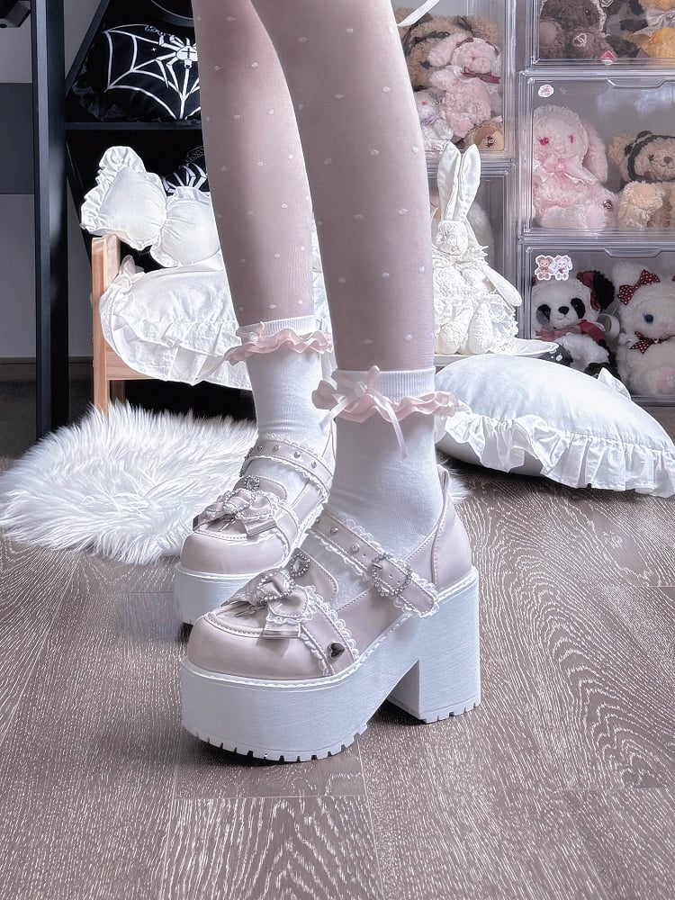 Block 9.5cm Heel | Kei Mary Janes Platform Pink Jirai