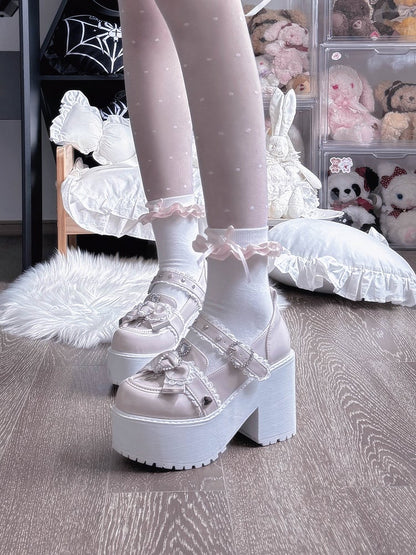 Block 9.5cm Heel | Kei Mary Janes Platform Pink Jirai