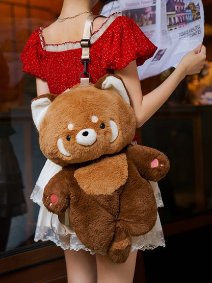 Brown Red Backpack Panda Straps Plush Shoulder 35cm/50cm Detachable