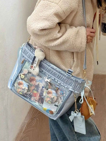 Kapazität Tote Rüschenband Schleife Große Ita Tasche Trim Blau