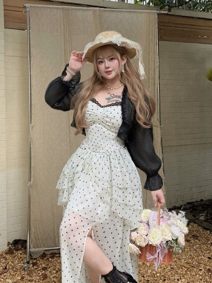 Plus Size Black Long Sleeve Cardigan with Ruffle Cuff - Hard Candy
