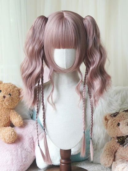 Staubrosa Bob Cut Kurze Perücke mit Pony+Doppelt gewellte Pferdeschwanz-Krallenclips