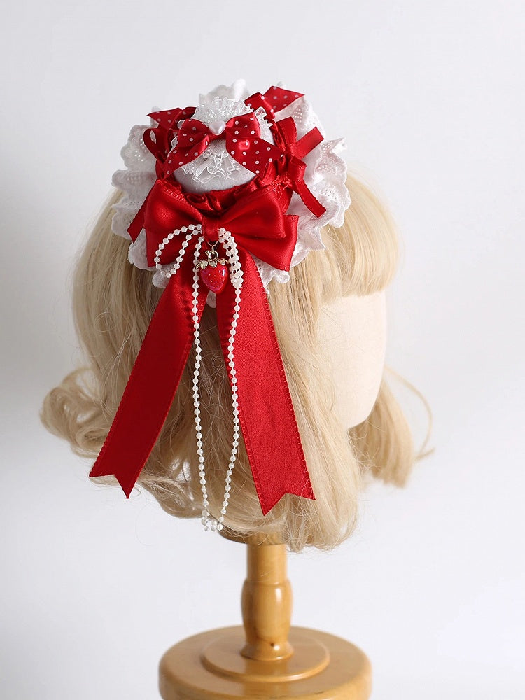 Set (Pearl Lolita Accent) 4-Color Chain Mini Hat Strawberry-Themed