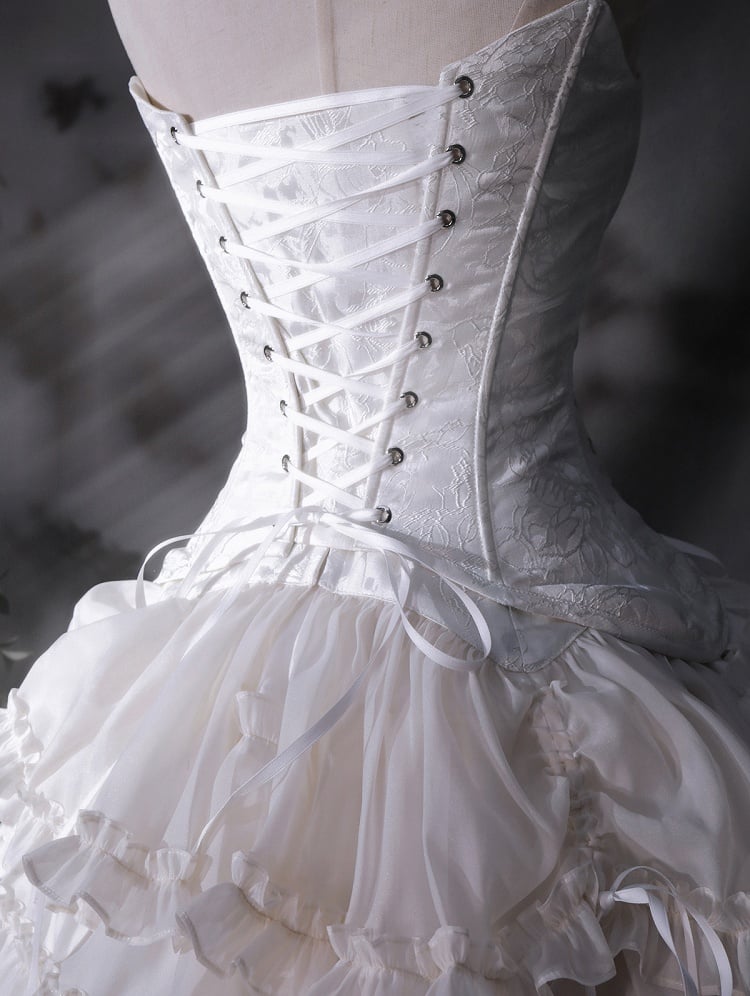 White Boned Corset Top | Gothic Victorian Lolita Lace-Up Bustier