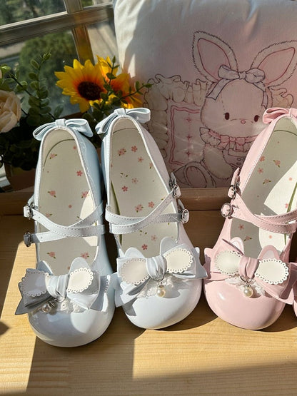 Snap Lolita Blue Shoes Heel 4.5cm Mary Sweet Closure with Bunny Themed Jane
