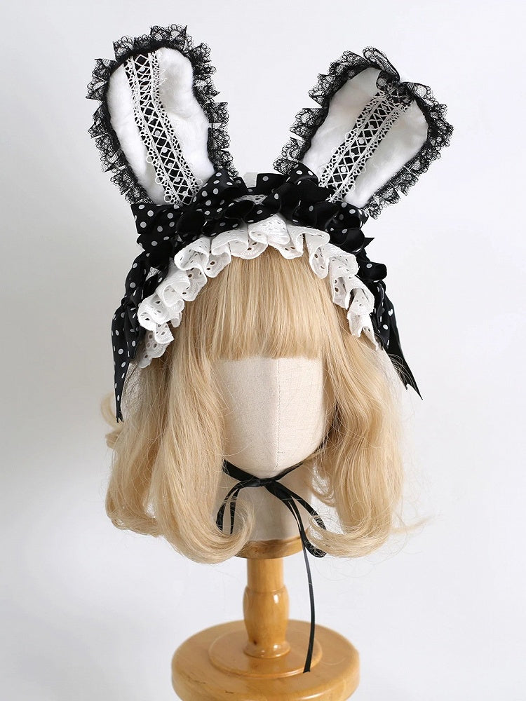 7-Color Lolita Dot Bunny Ear Design) (Polka Lace Fluffy Hairbands