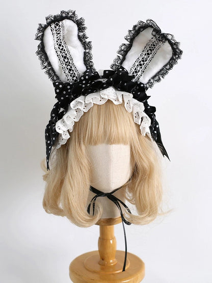 7-Color Lolita Dot Bunny Ear Design) (Polka Lace Fluffy Hairbands