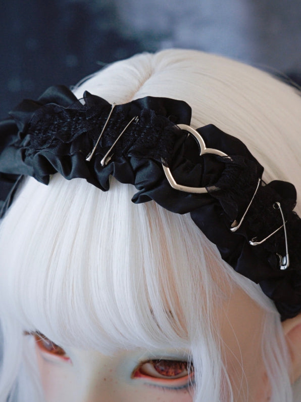KC Black With Trim Details Pins Lace Ruffle