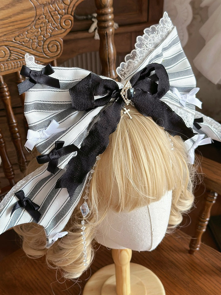 Bowknot Schwarz KC Streifen Groß und Weiß