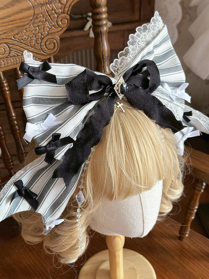 Bowknot Schwarz KC Streifen Groß und Weiß