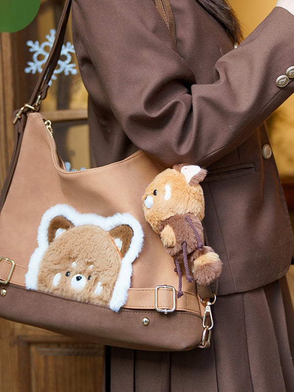 Brauner süßer roter Panda Plüsch-Schlüsselanhänger