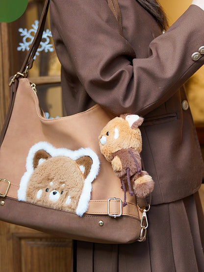 Brauner süßer roter Panda Plüsch-Schlüsselanhänger