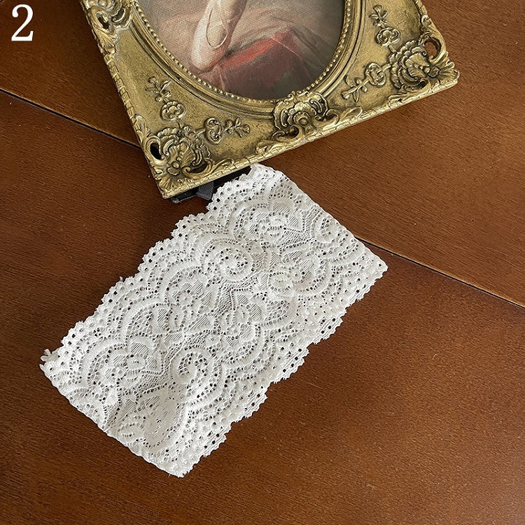 Semi-sheer White Socks/Lace Loop Stockings/Floral Bowknot Lace Leg Trims Tights/Beaded Stockings/Tulle Underknee Pattern