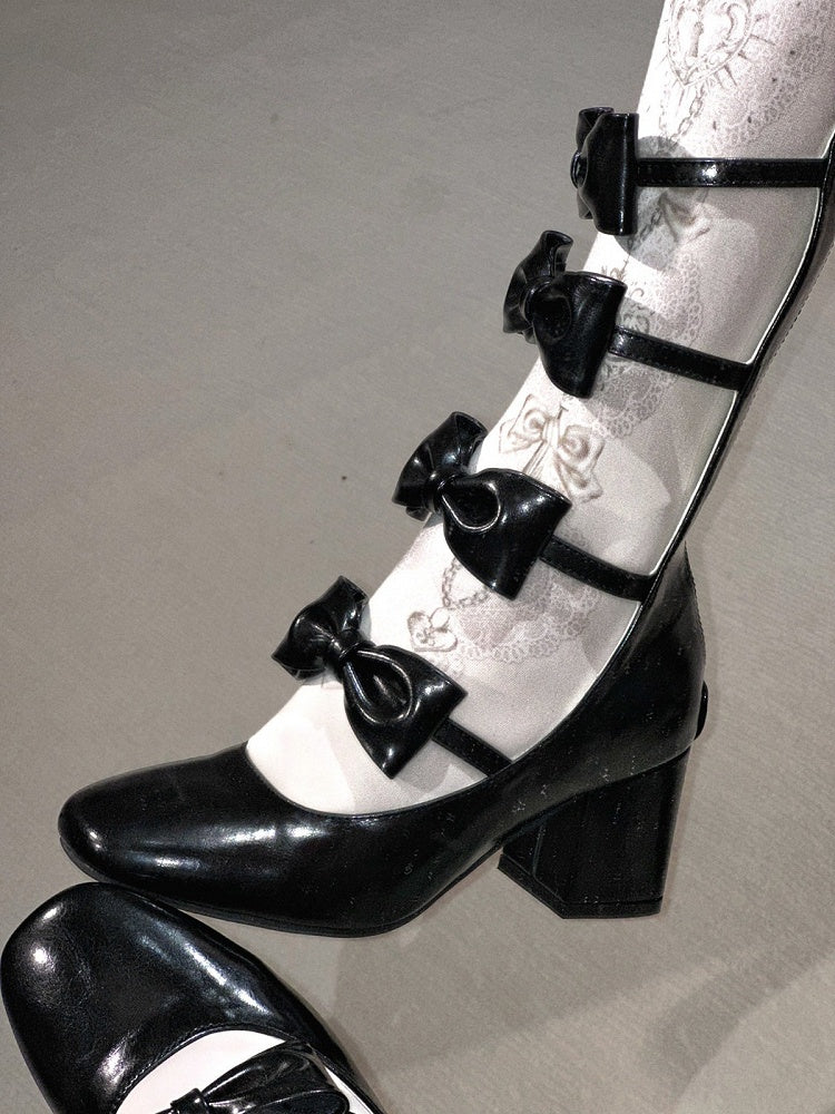 Black Lolita Square Toe Back Zip Boots 6.5CM 3CM Heel Height - EvilStar