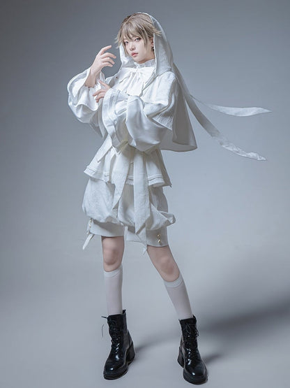 プリンスロリータ オーバーサイズジャケット ホワイト 王子耳 フード ウサギ付き