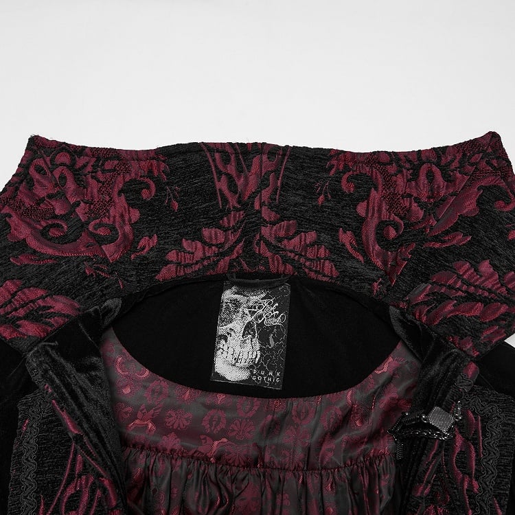 Men's Gothic Vampire Velvet Cloak in Black & Red - Punk Rave