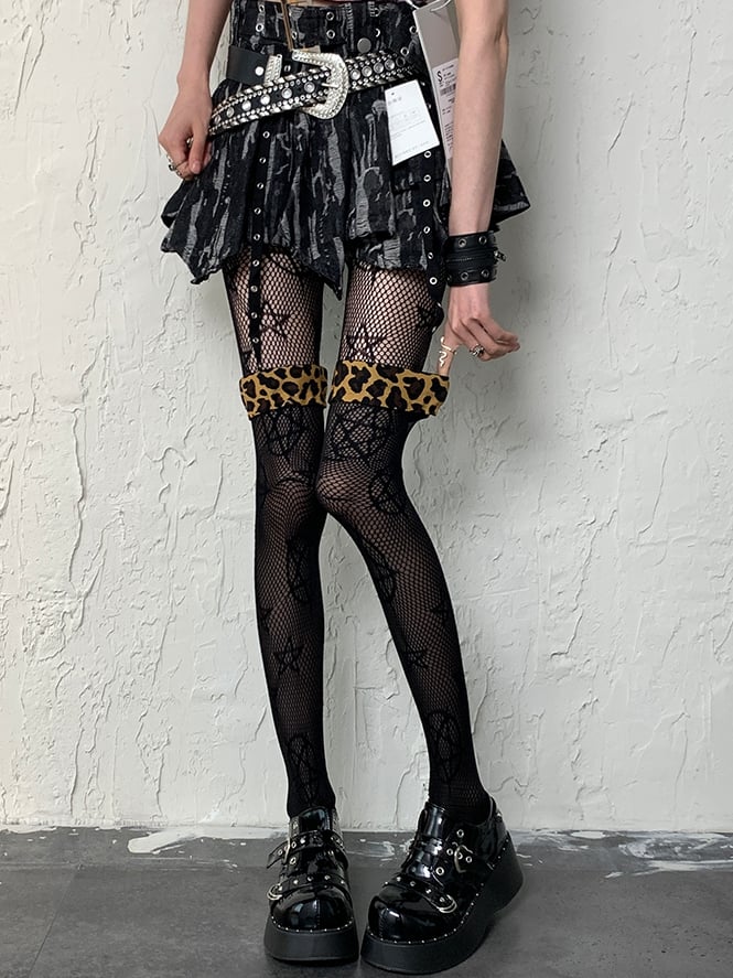 Strumpfhose Y2K Sternmuster Schwarz