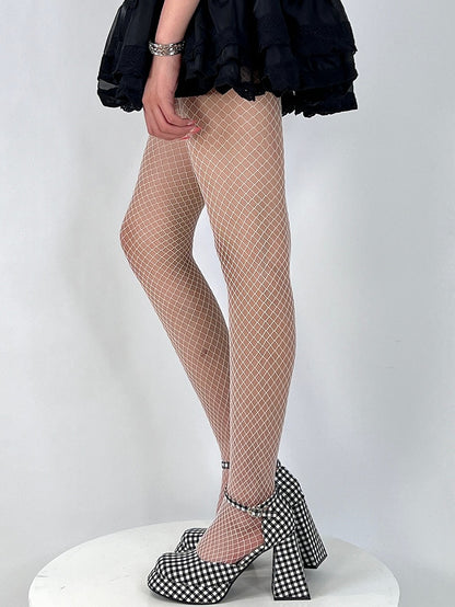 Small Y2K Tights Black/White Version Fishnet