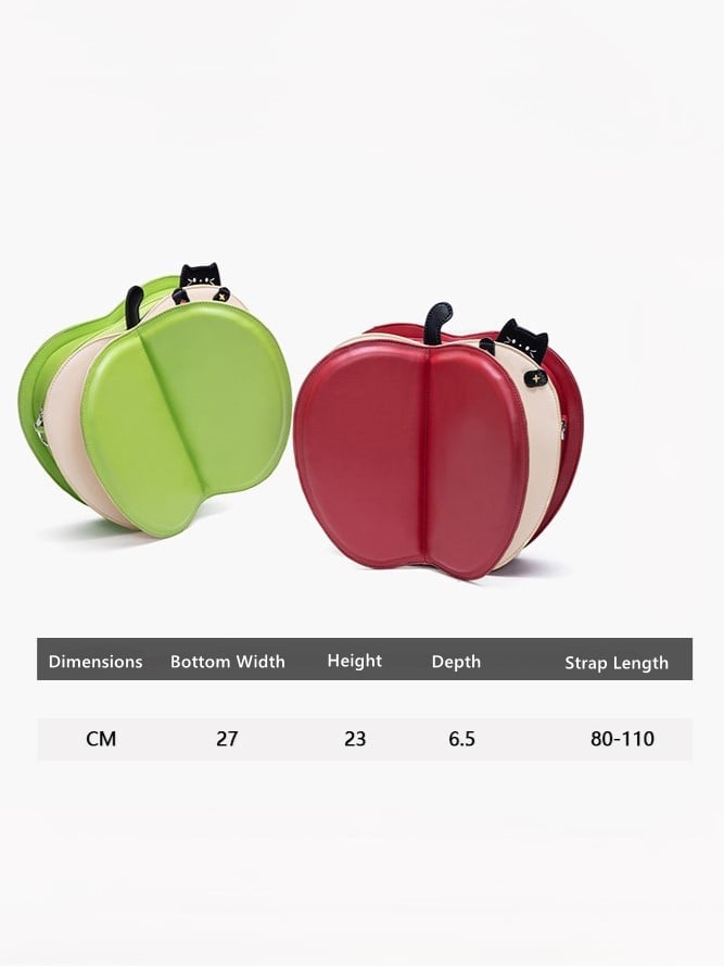 Moon  Star Core Backpack And 2-Way With Kawaii Green Flip Apple Cat Embroidery Creative