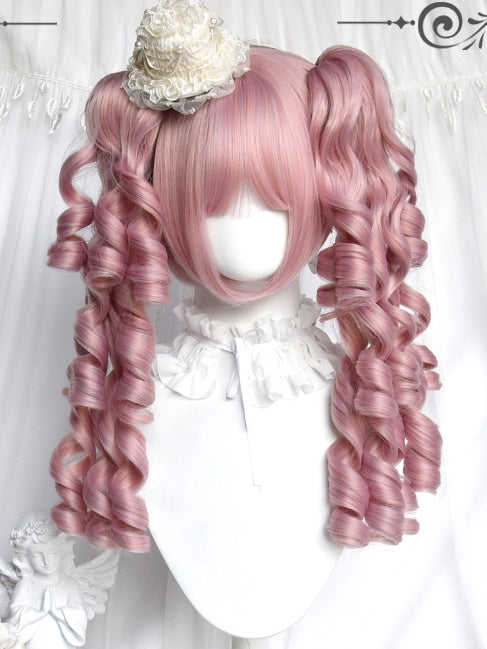 Mit + Clips Perücken Pony Rosa Lockige Kurze Klaue Pferdeschwänze Zwei Roman